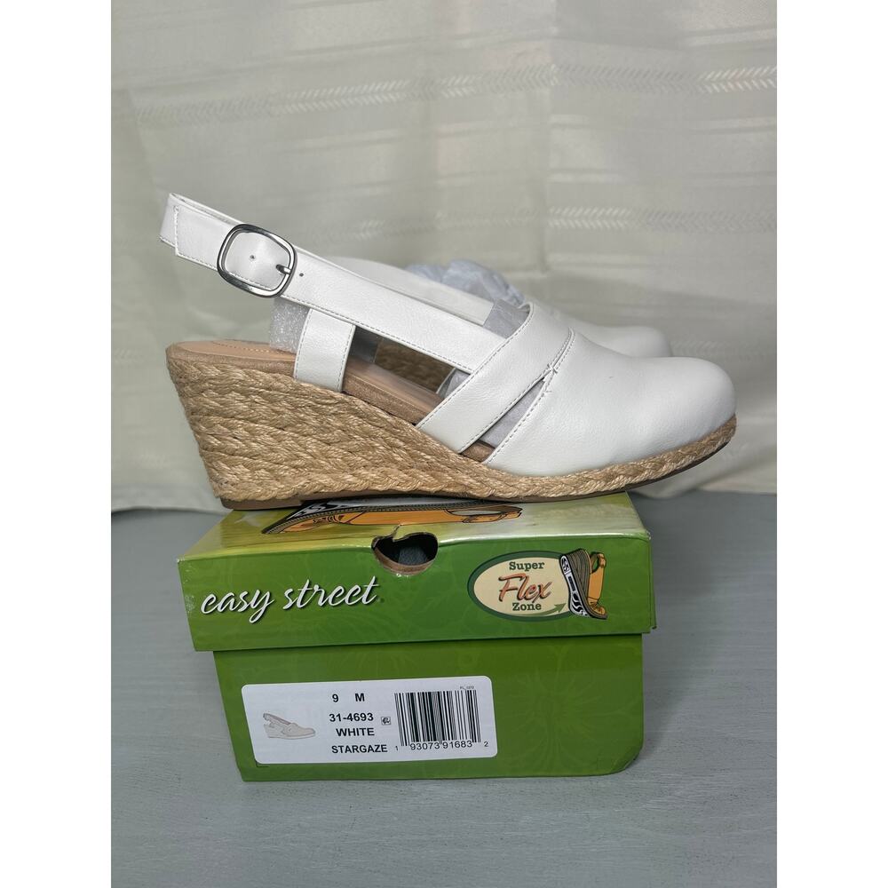 Easy Street Stargaze Espadrille Wedge Sandals White Womens Size 9M - Picture 4 of 11
